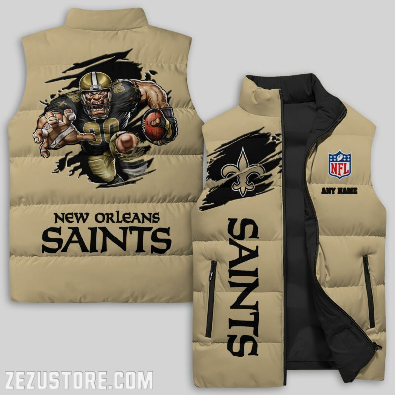 New Orleans Saints NFL Sleeveless Puffer Jacket Custom For Fans Gifts