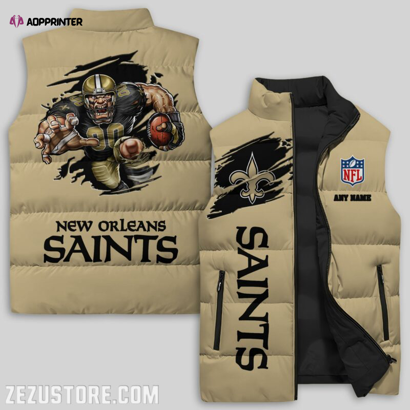 New Orleans Saints NFL Sleeveless Puffer Jacket Custom For Fans Gifts