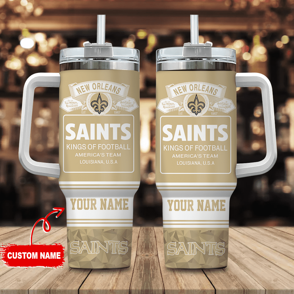 New Orleans Saints Personalized NFL Bud Light 40oz Stanley Tumbler Gift for Fans