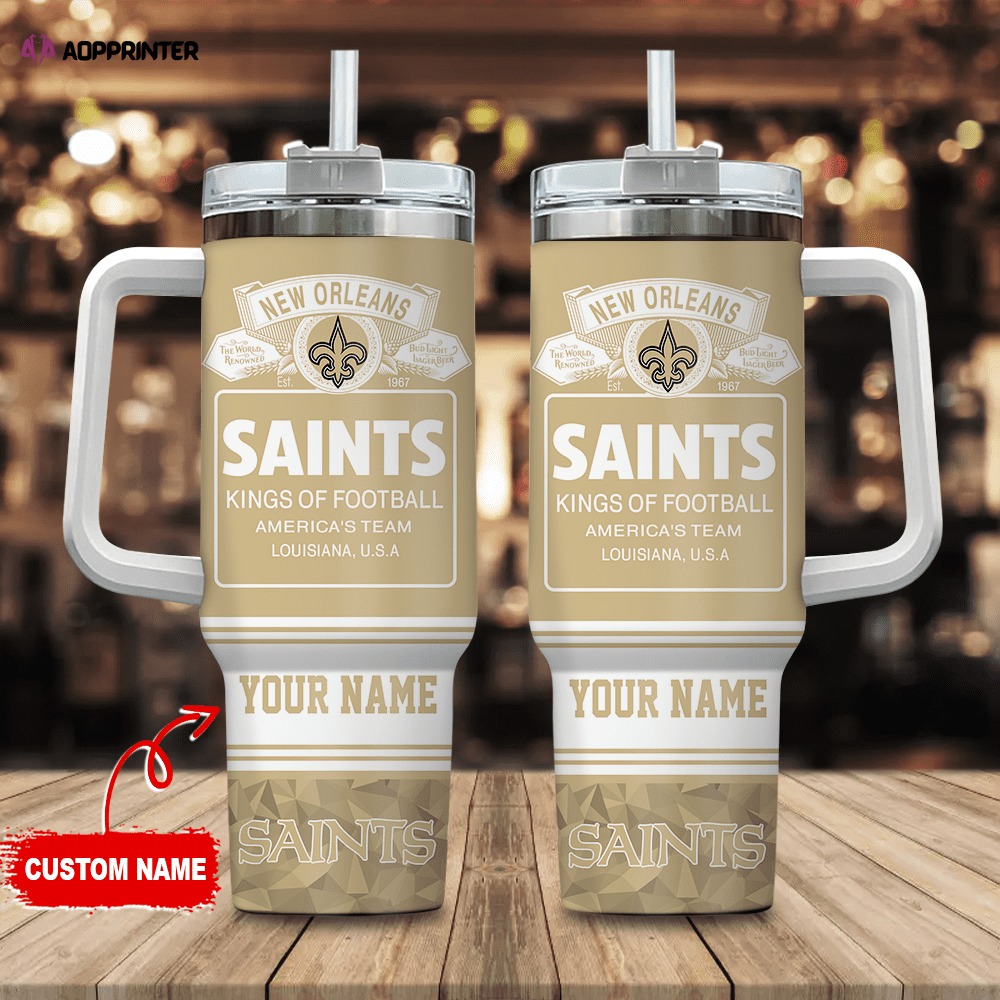 New Orleans Saints Personalized NFL Bud Light 40oz Stanley Tumbler Gift for Fans