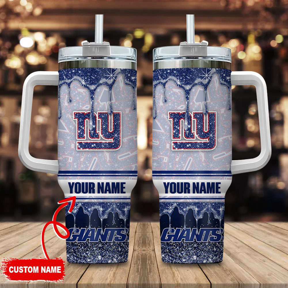 New York Giants NFL Glitter Custom Name 40oz Stanley Tumbler Gift for Fans