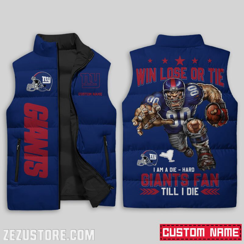 New York Giants NFL Sleeveless Puffer Jacket Custom For Fans Gifts