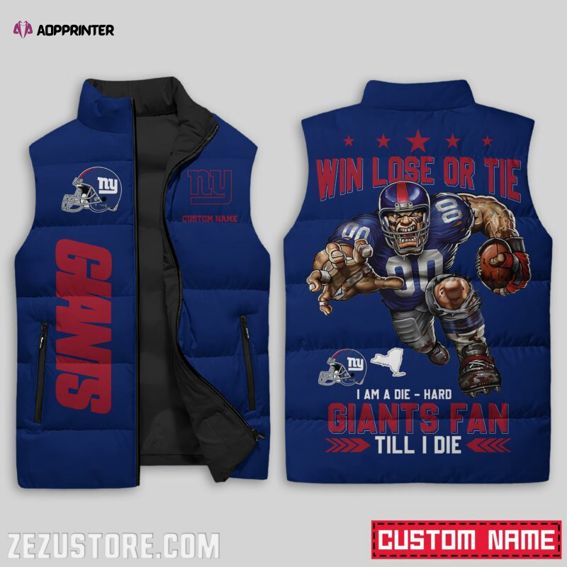 New York Giants NFL Sleeveless Puffer Jacket Custom For Fans Gifts