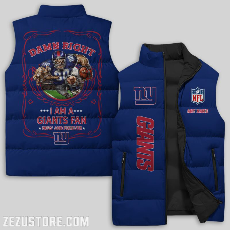 New York Giants NFL Sleeveless Puffer Jacket Custom For Fans Gifts