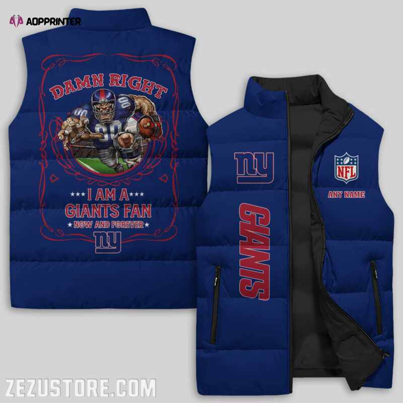 New York Giants NFL Sleeveless Puffer Jacket Custom For Fans Gifts