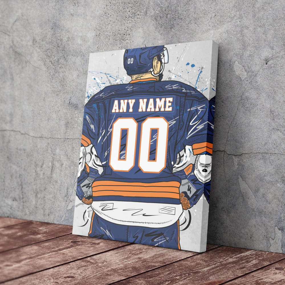 New York Islanders Jersey NHL Personalized Jersey Custom Name and Number Canvas Wall Art Home Decor Framed Poster Man Cave Gift