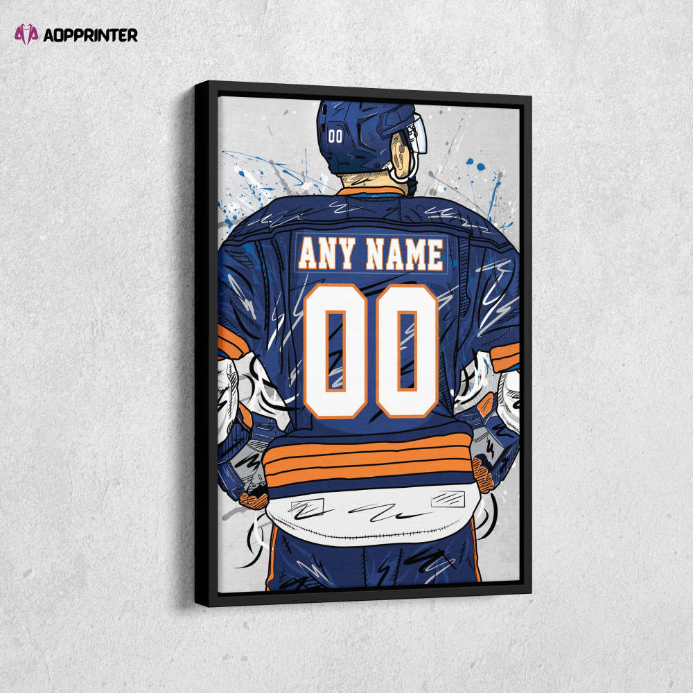 New York Islanders Jersey NHL Personalized Jersey Custom Name and Number Canvas Wall Art Home Decor Framed Poster Man Cave Gift