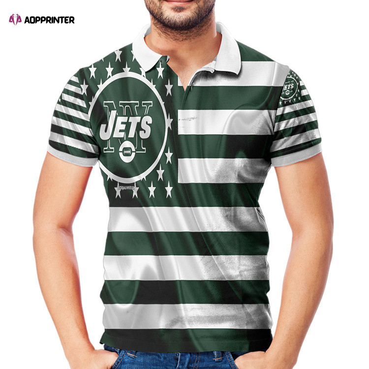 New York Jets American Flag v19 3D Gift for Fans Polo Shirt