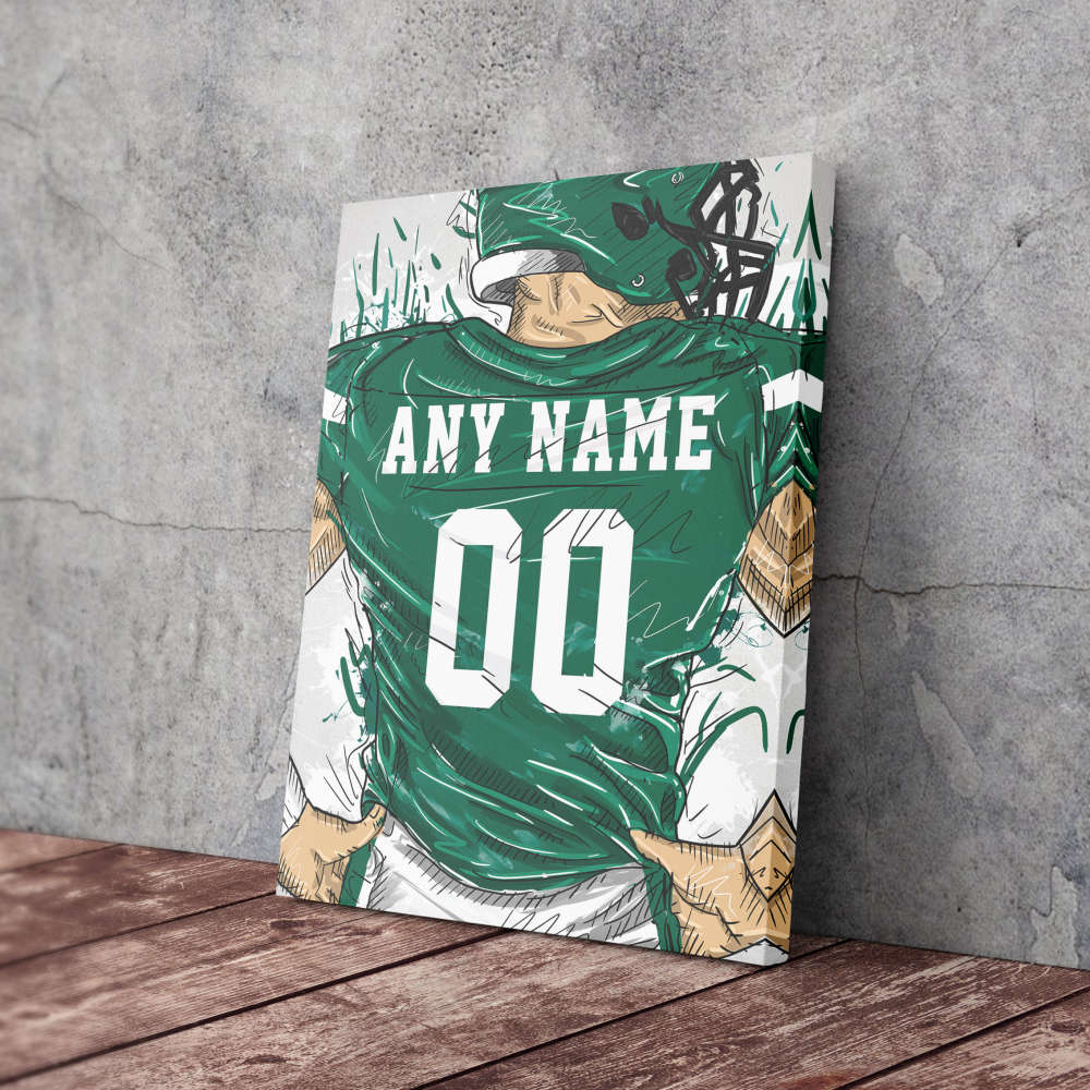New York Jets Jersey Personalized Jersey NFL Custom Name and Number Canvas Wall Art Home Decor Framed Poster Man Cave Gift