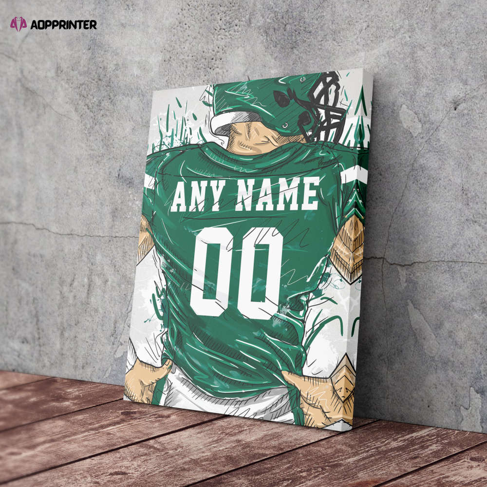 New York Jets Jersey Personalized Jersey NFL Custom Name and Number Canvas Wall Art Home Decor Man Cave Gift