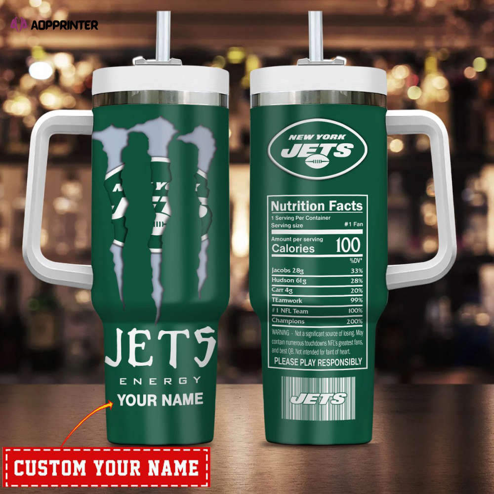 New York Jets NFL Energy Nutrition Facts Personalized Stanley Tumbler 40Oz Gift for Fans