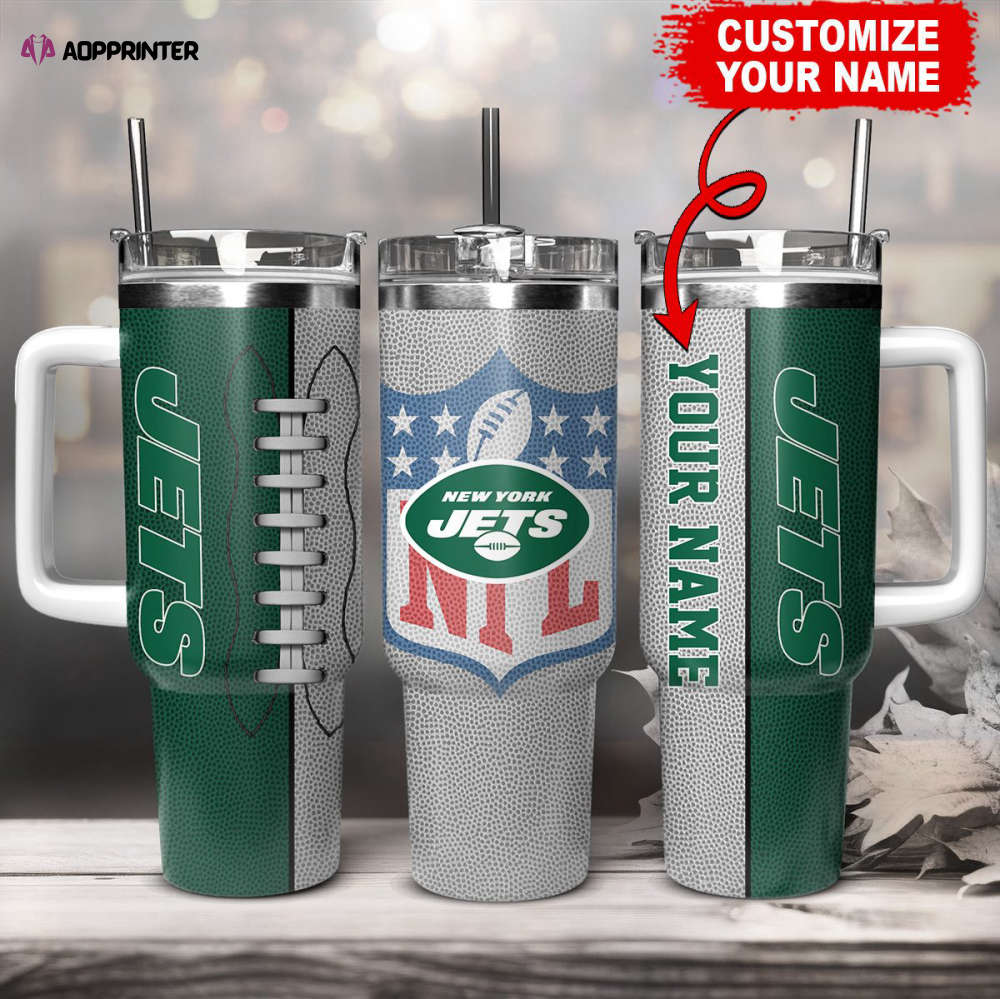New York Jets NFL Football Custom Name 40oz Stanley Tumbler Gift for Fans