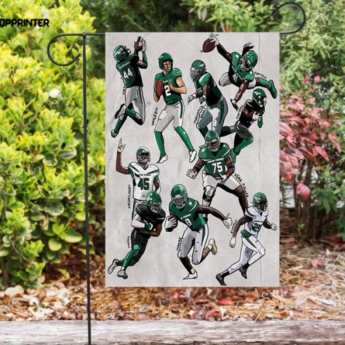 New York Jets Players v28 Double Sided Printing   Garden Flag Home Decor Gifts