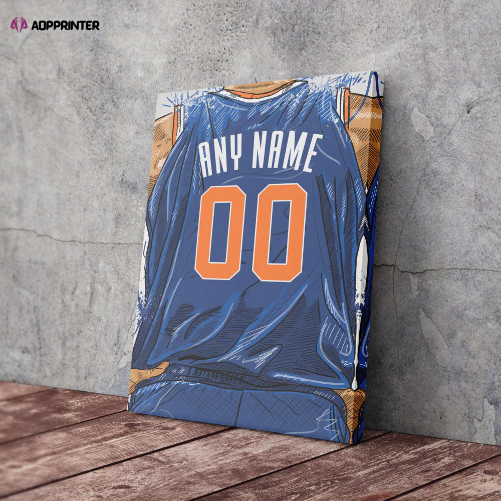 New York Knicks Jersey Personalized Jersey NBA Custom Name and Number Canvas Wall Art Home Decor Man Cave Gift