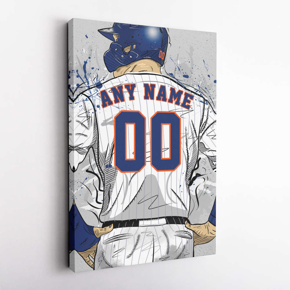 New York Mets Jersey MLB Personalized Jersey Custom Name and Number Canvas Wall Art Home Decor Framed Poster Man Cave Gift