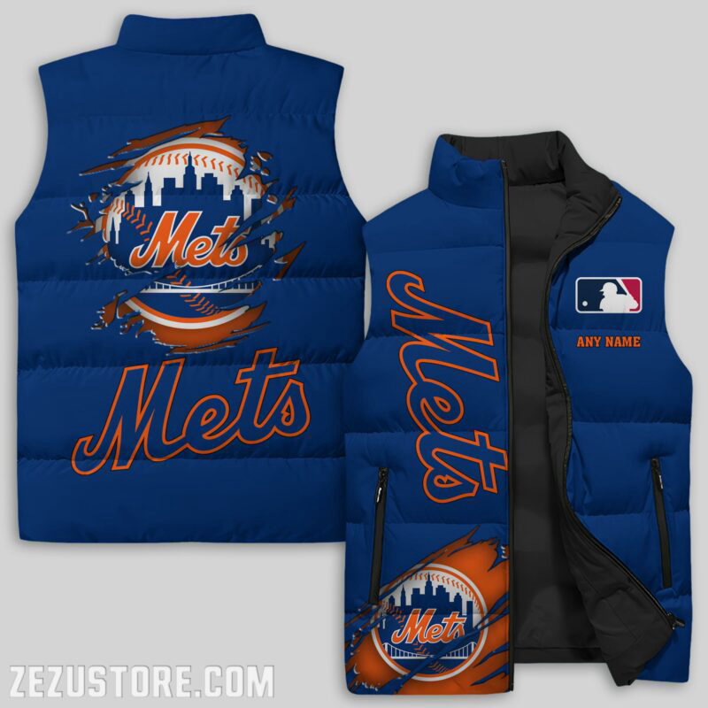 New York Mets MLB Sleeveless Puffer Jacket Custom For Fans Gifts