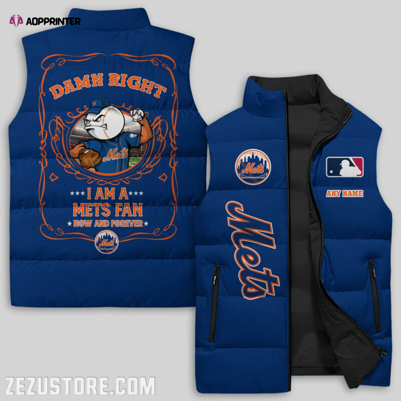 New York Mets MLB Sleeveless Puffer Jacket Custom For Fans Gifts