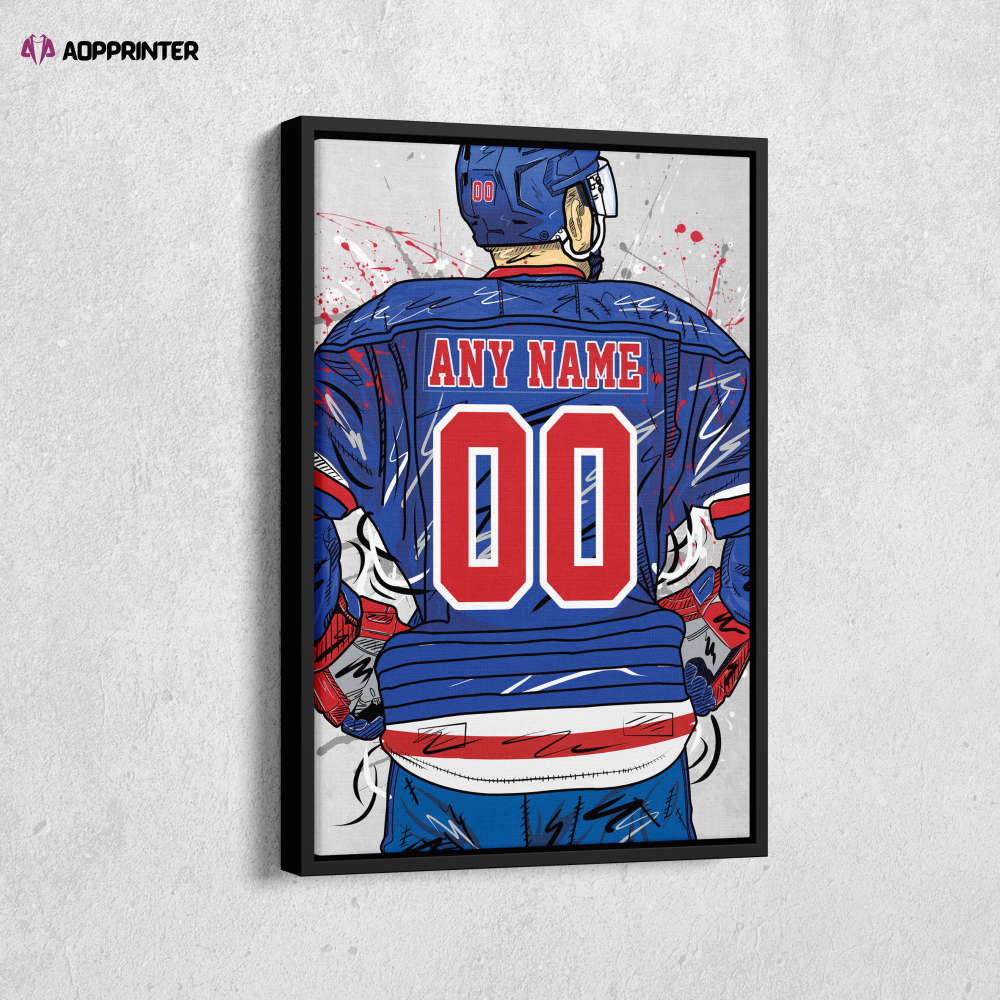 New York Rangers Jersey NHL Personalized Jersey Custom Name and Number Canvas Wall Art Home Decor Framed Poster Man Cave Gift