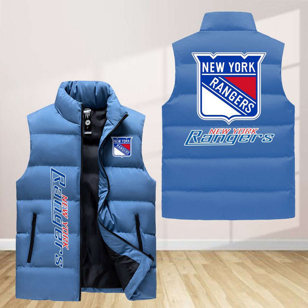 New York Rangers Sleeveless Puffer Jacket Custom For Fans Gifts