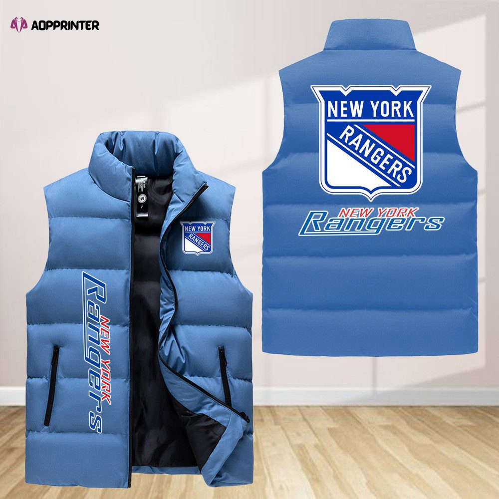 New York Rangers Sleeveless Puffer Jacket Custom For Fans Gifts