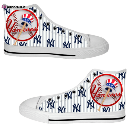 New York Yankees MLB Baseball Custom Canvas High Top Shoes