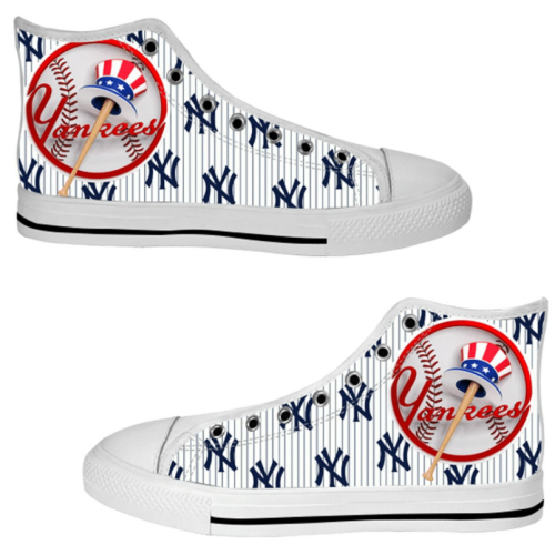 New York Yankees MLB Baseball Custom Canvas High Top Shoes