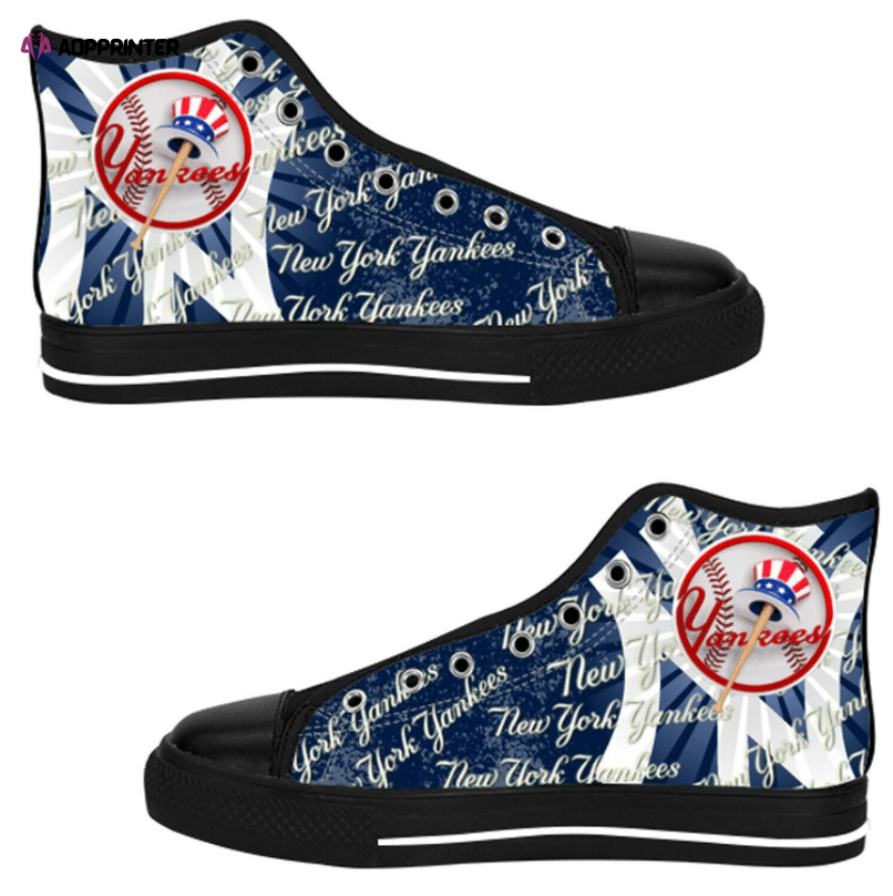 New York Yankees MLB Baseball Custom Canvas High Top Shoes