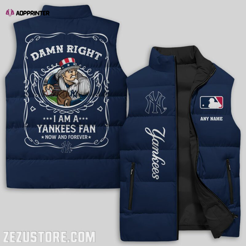 New York Yankees MLB Sleeveless Puffer Jacket Custom For Fans Gifts