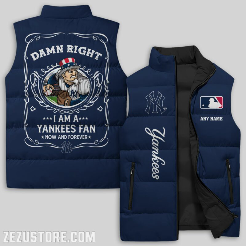 New York Yankees MLB Sleeveless Puffer Jacket Custom For Fans Gifts