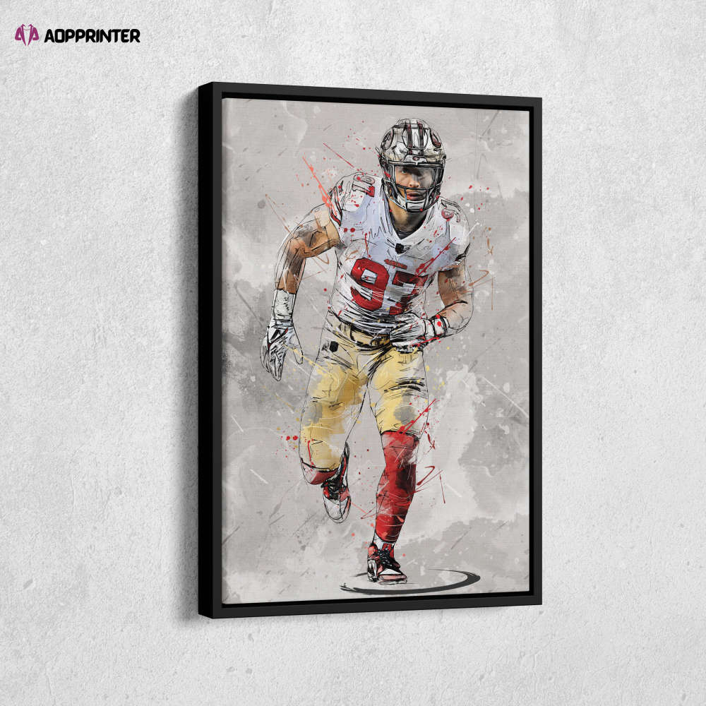 Nick Bosa Poster San Francisco 49ers NFL Canvas Wall Art Home Decor Framed Poster Man Cave Gift