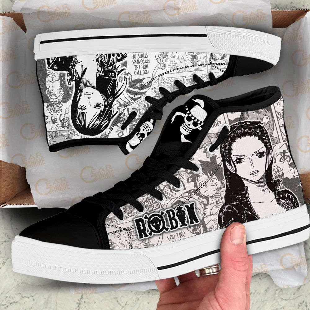 Nico Robin High Top Shoes Black White For Fans One Piece Anime