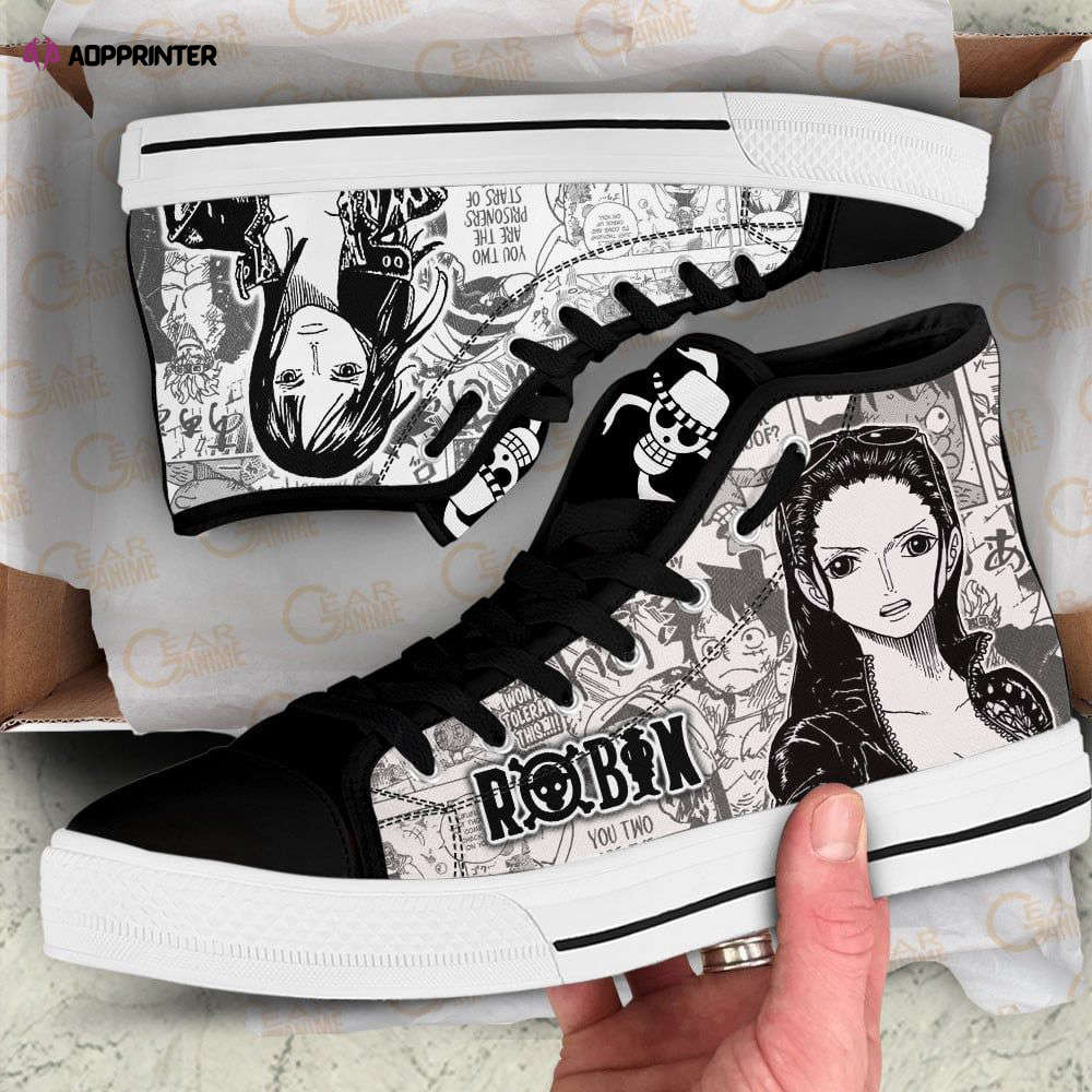 Nico Robin High Top Shoes Black White For Fans One Piece Anime