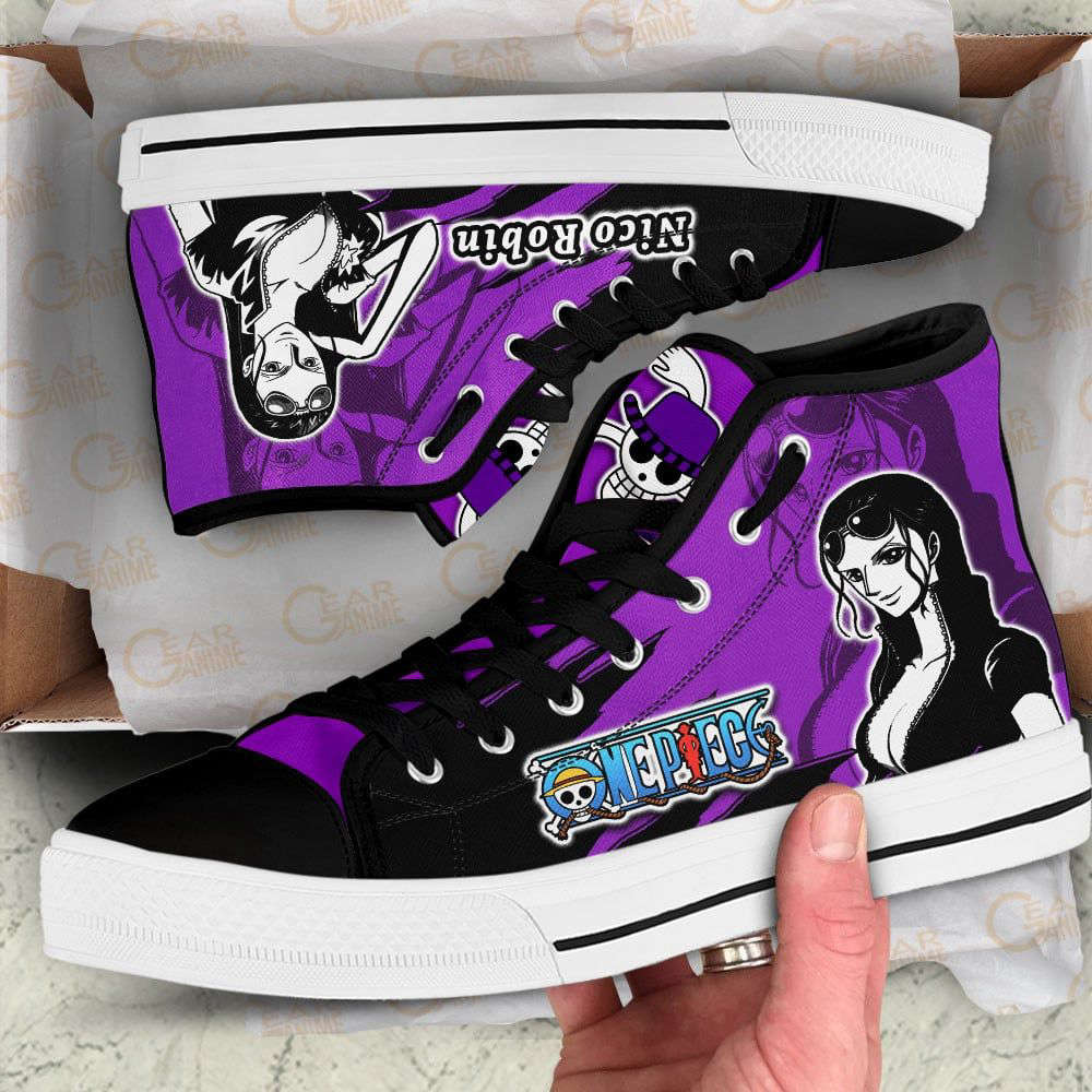 Nico Robin High Top Shoes Mix Manga For Fans One Piece Anime