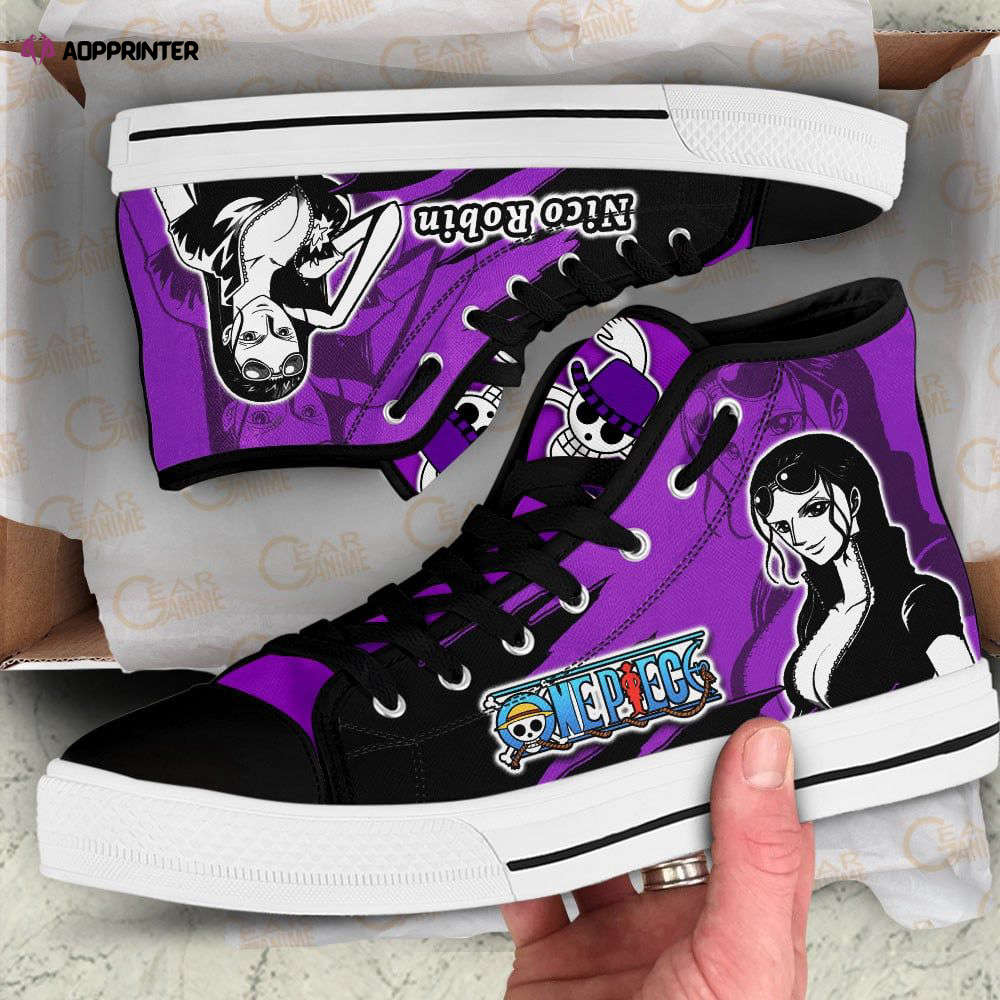 Nico Robin High Top Shoes Mix Manga For Fans One Piece Anime