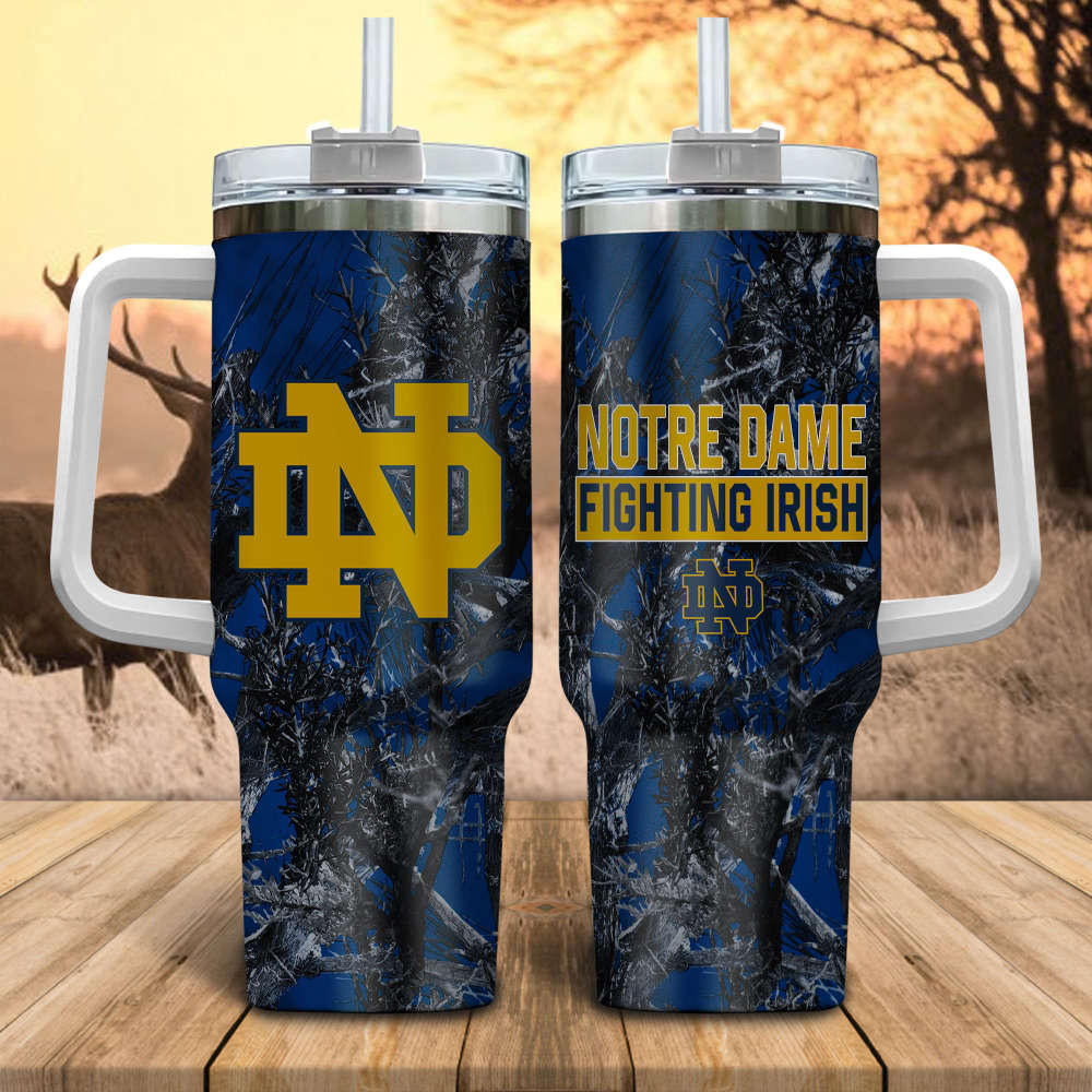 Notre Dame Fighting Irish NCAA Hunting Personalized Stanley Tumbler 40oz Gift for Fans