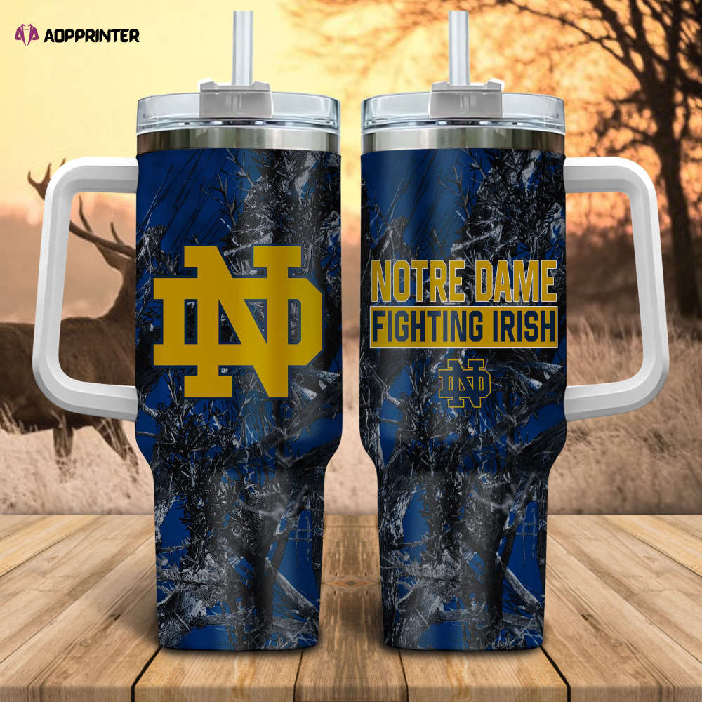 Notre Dame Fighting Irish NCAA Hunting Personalized Stanley Tumbler 40oz Gift for Fans