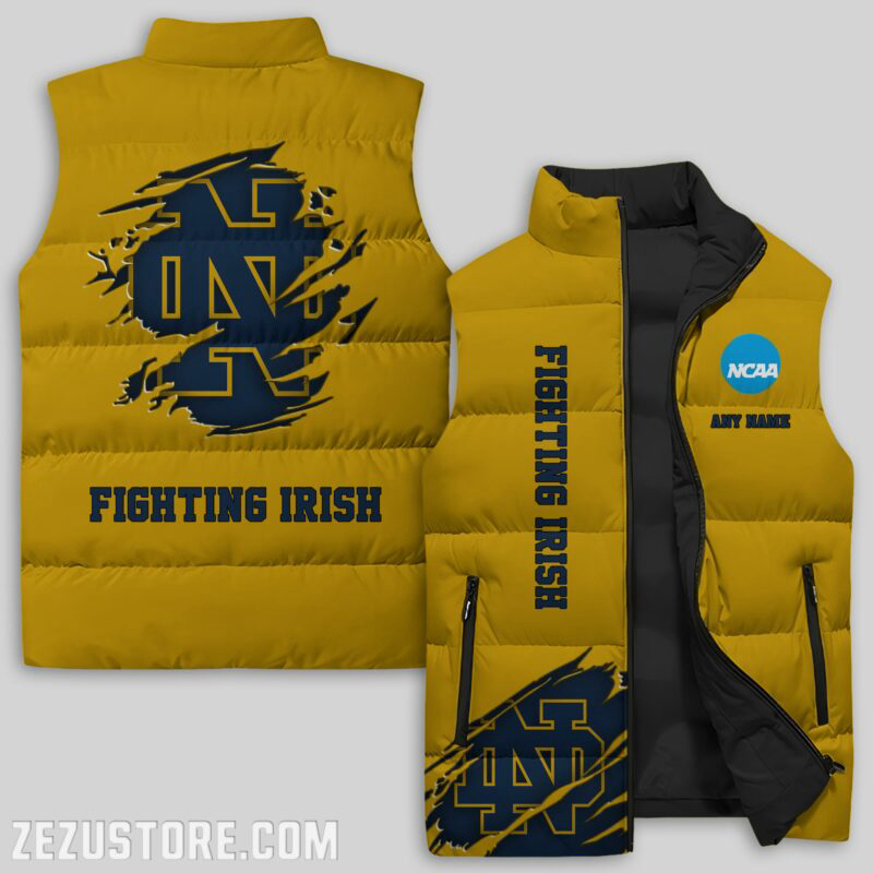 Notre Dame Fighting Irish NCAA Sleeveless Puffer Jacket Custom For Fans Gifts