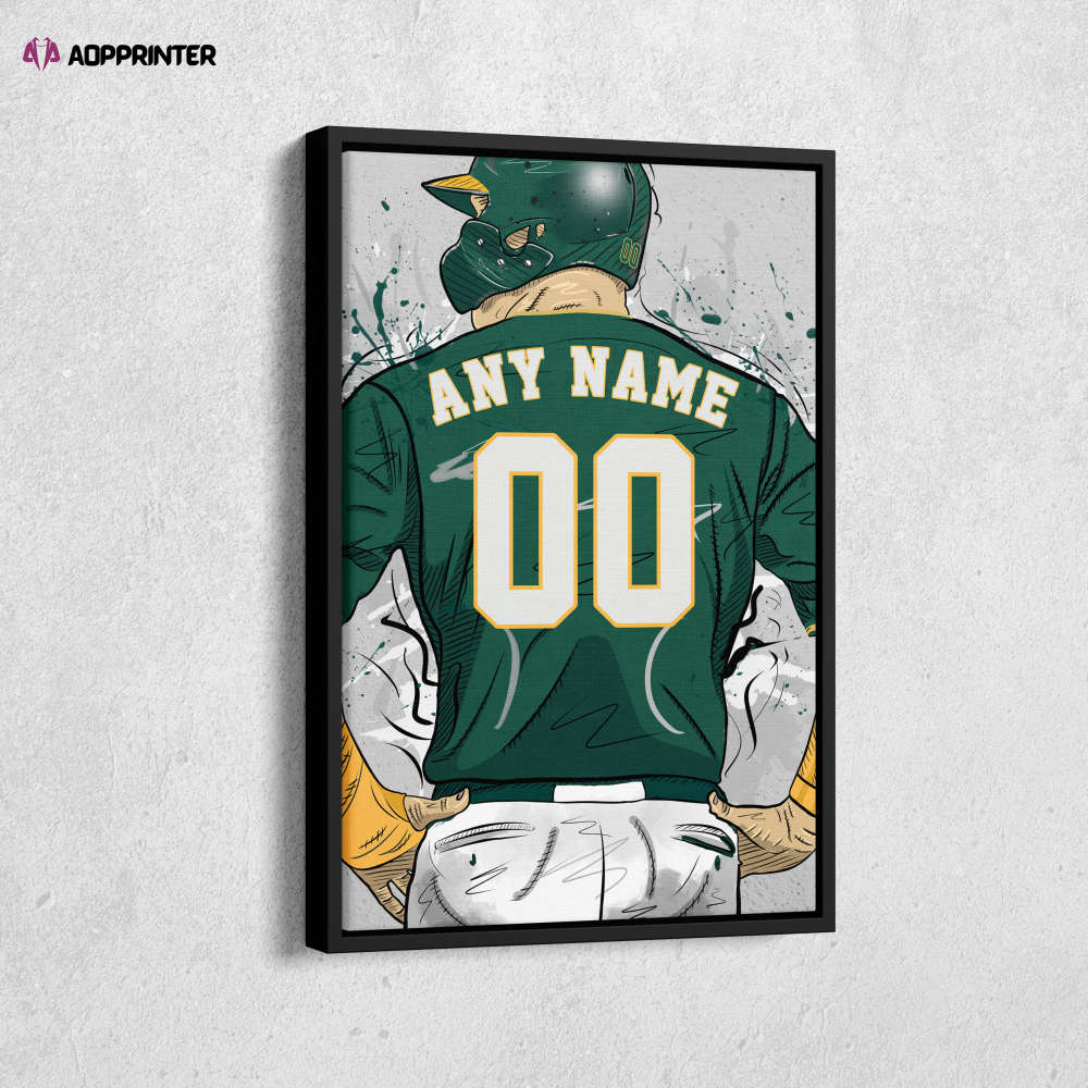 Oakland Athletics Jersey MLB Personalized Jersey Custom Name and Number Canvas Wall Art Home Decor Framed Poster Man Cave Gift