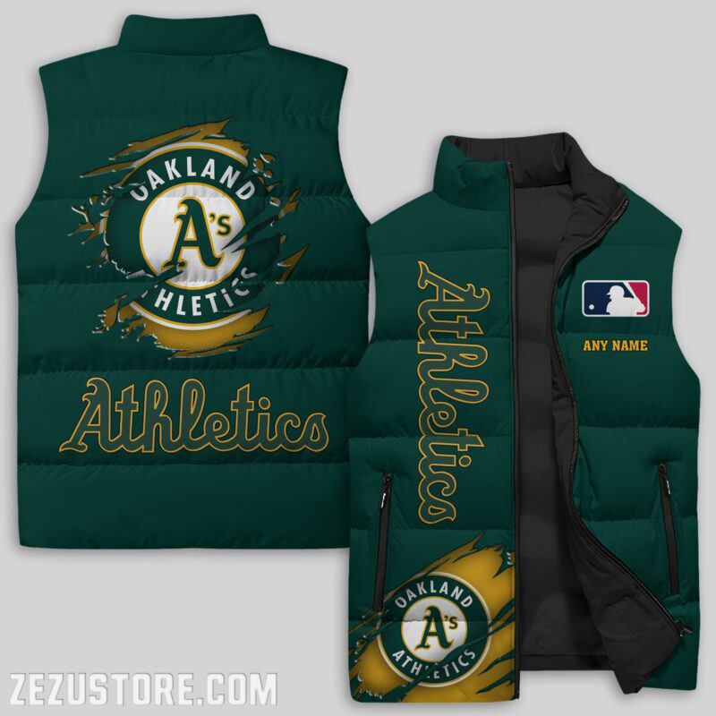 Oakland Athletics MLB Sleeveless Puffer Jacket Custom For Fans Gifts