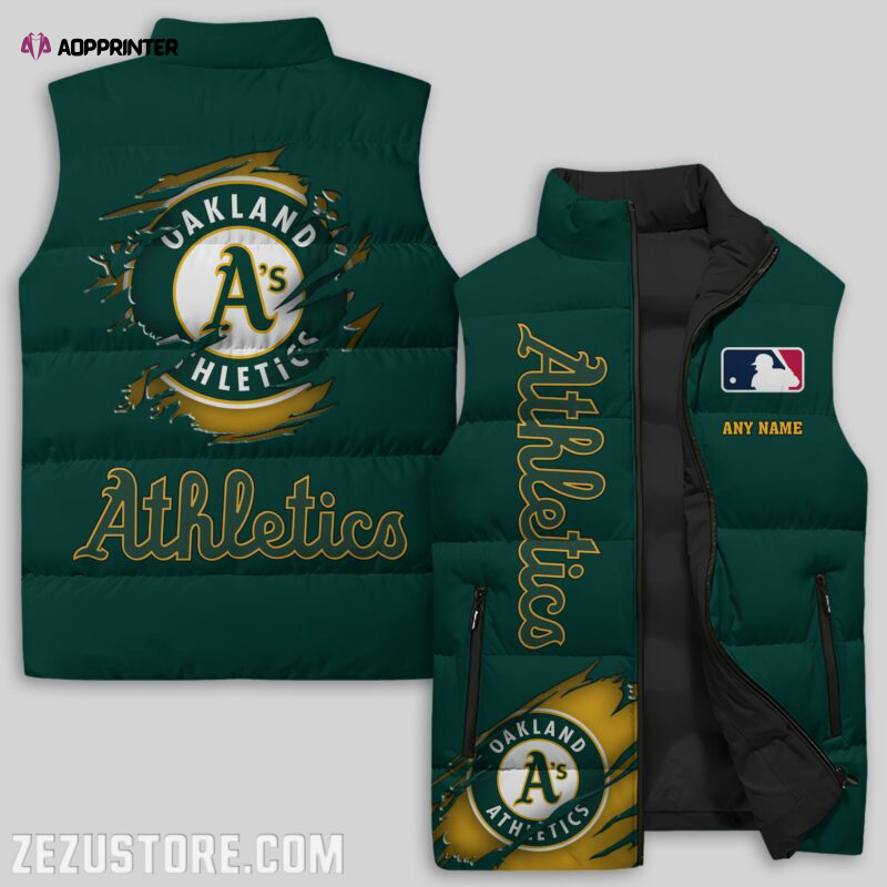 Oakland Athletics MLB Sleeveless Puffer Jacket Custom For Fans Gifts