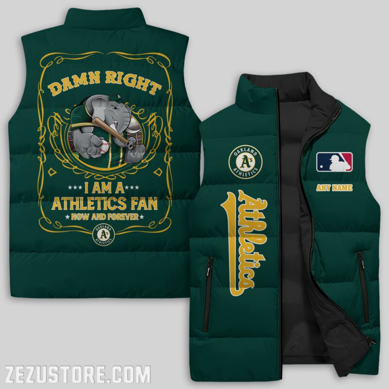 Oakland Athletics MLB Sleeveless Puffer Jacket Custom For Fans Gifts