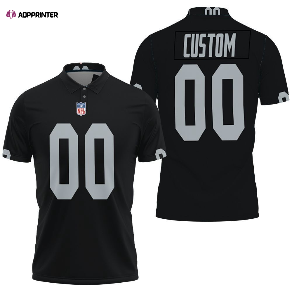 Oakland Raiders Personalized Custom Game Black Jersey Inspired Style 3D All Over Print Polo Shirt