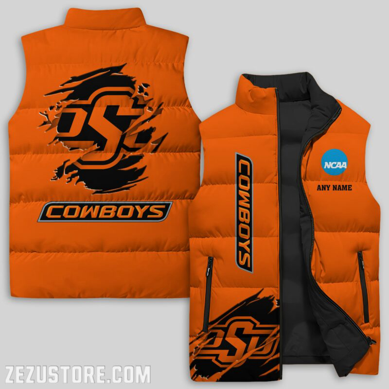 Oklahoma State Cowboys NCAA Sleeveless Puffer Jacket Custom For Fans Gifts