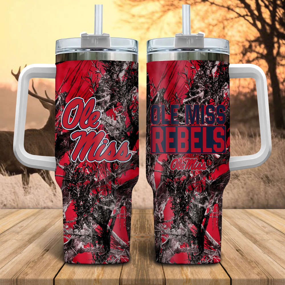 Ole Miss Rebels NCAA Hunting Personalized Stanley Tumbler 40oz Gift for Fans