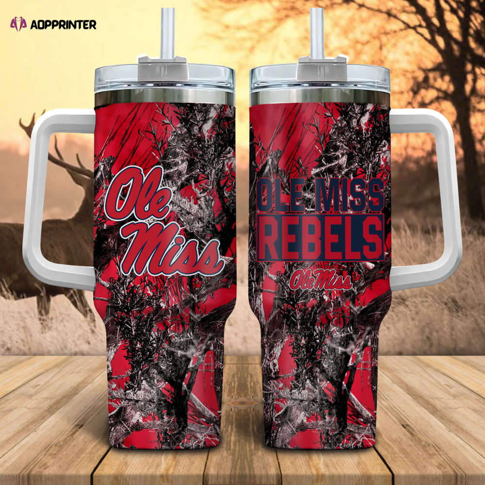 Ole Miss Rebels NCAA Hunting Personalized Stanley Tumbler 40oz Gift for Fans