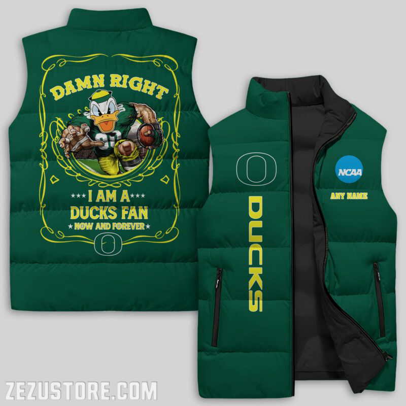 Oregon Ducks NCAA Sleeveless Puffer Jacket Custom For Fans Gifts