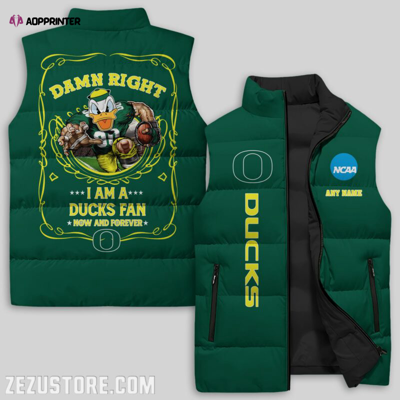 Oregon Ducks NCAA Sleeveless Puffer Jacket Custom For Fans Gifts