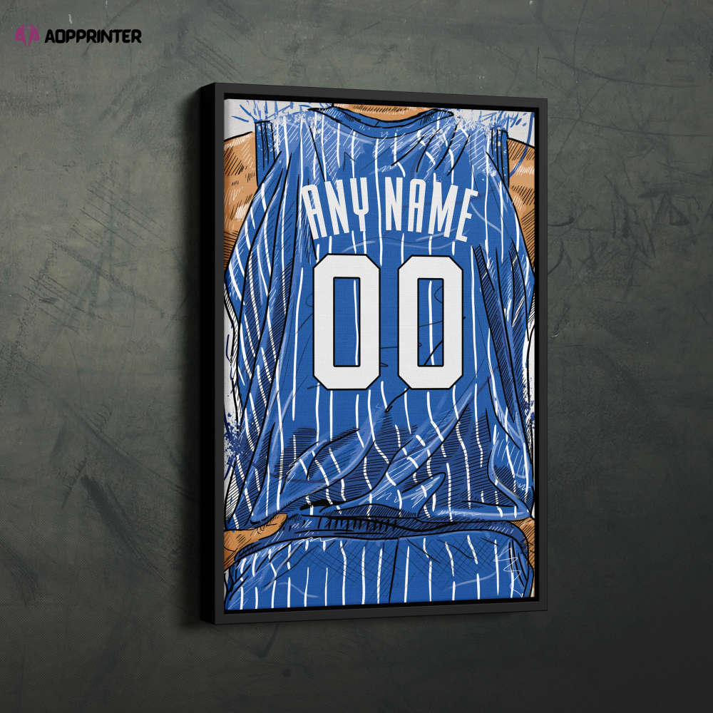 Orlando Magic Jersey Personalized Jersey NBA Custom Name and Number Canvas Wall Art Home Decor Framed Poster Man Cave Gift