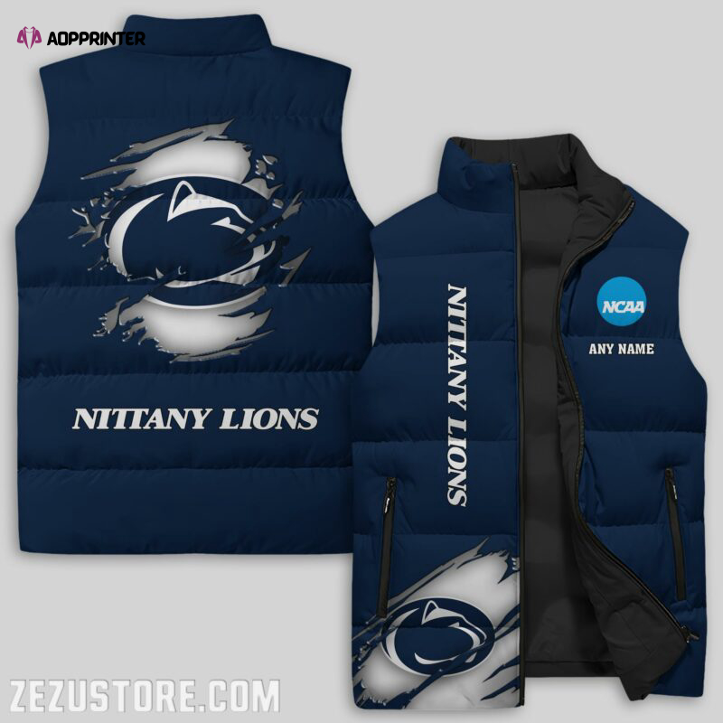 Penn State Nittany Lions NCAA Sleeveless Puffer Jacket Custom For Fans Gifts