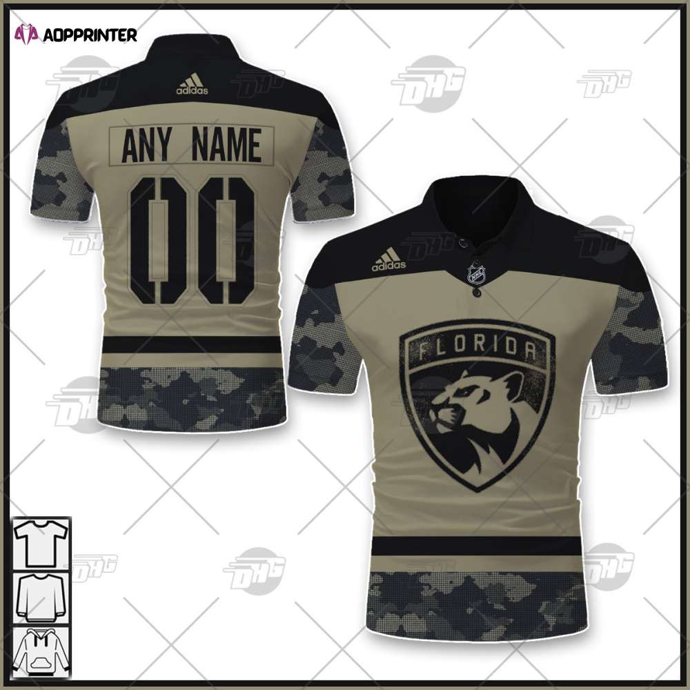 Personalized Florida Panthers Camo Military Appreciation Team 3D Gift for Fans Polo T-Shirt